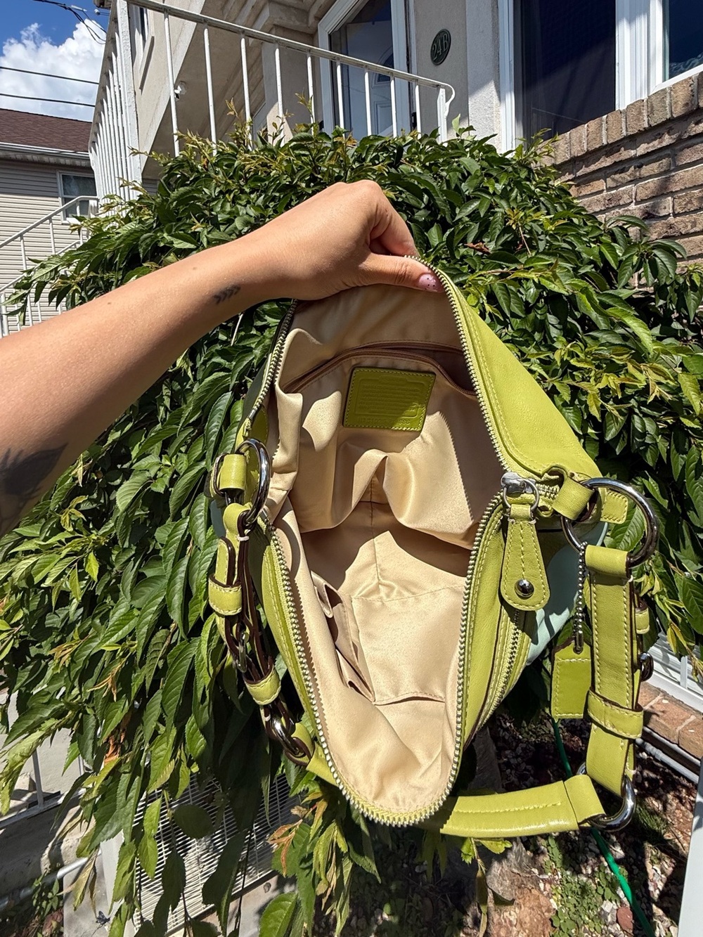 Coach Laura Hobo Bag Y2K Vintage Leather Colorblock Mint Chartreuse Lime Bag - Picture 7 of 9